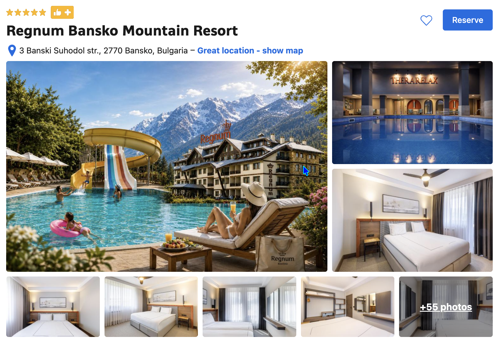 Regnum Bansko Mountain Resort hotel screenshot